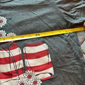 Gray T-Shirt with Red and White Striped Jar Design